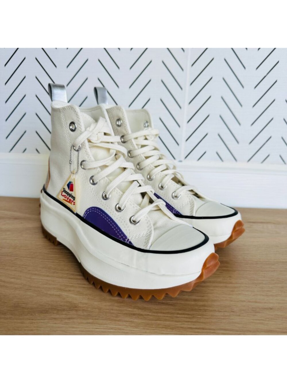 ⭐Converse Run Star Hike Hi Platform 9.5 Women Shoes Beige Purple Sneaker A09796C - Picture 11 of 13